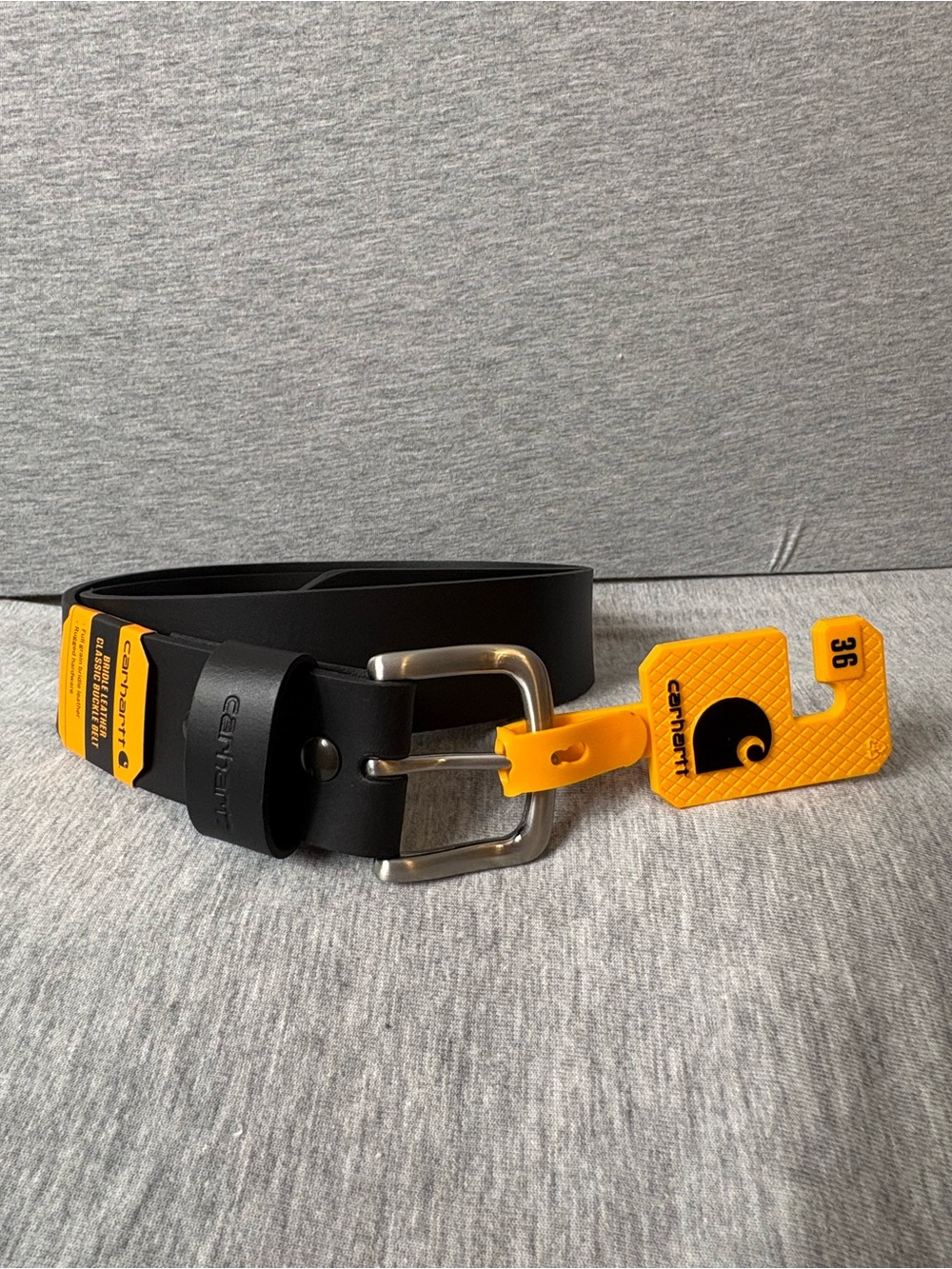 Carhartt Black Leather Belt with Silver Buckle